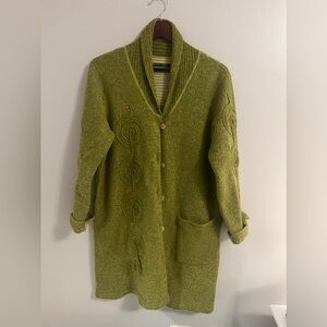 Gudrun Sjoden green long cardigan ~ gorgeous 💚